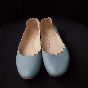 Robin Blue Leather Lauren Ballerina Flats